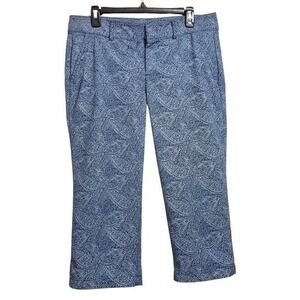 Dockers Capri Pants Womens 10 Blue Straight Leg Paisley Print Slimming Casual‎